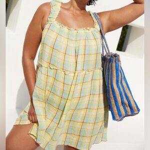 Anthropologie Yellow Plaid Mini Dress